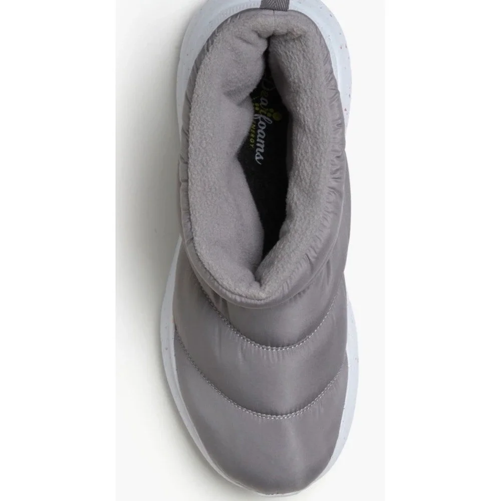 New Dearfoams Men's Texoma Gray Nylon Puffer Bootie Regnr8 Fleece Lined Size‎ 11